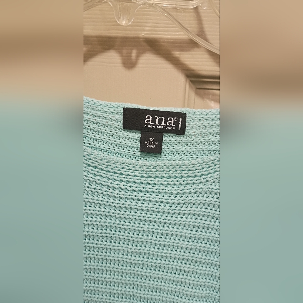 A.N.A. A New Approach Sky Blue Long Sleeve Knit Lightweight Sweater Plus Size 1x - Picture 3 of 10